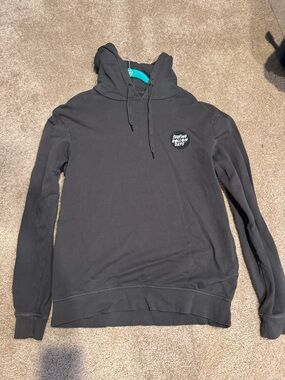 Outerknown Black Hooded Pullover with Chest Graphic